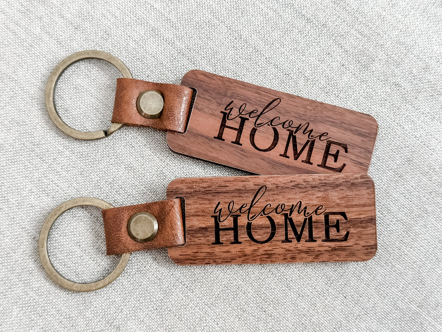 Custom Wood and Leather Keychains