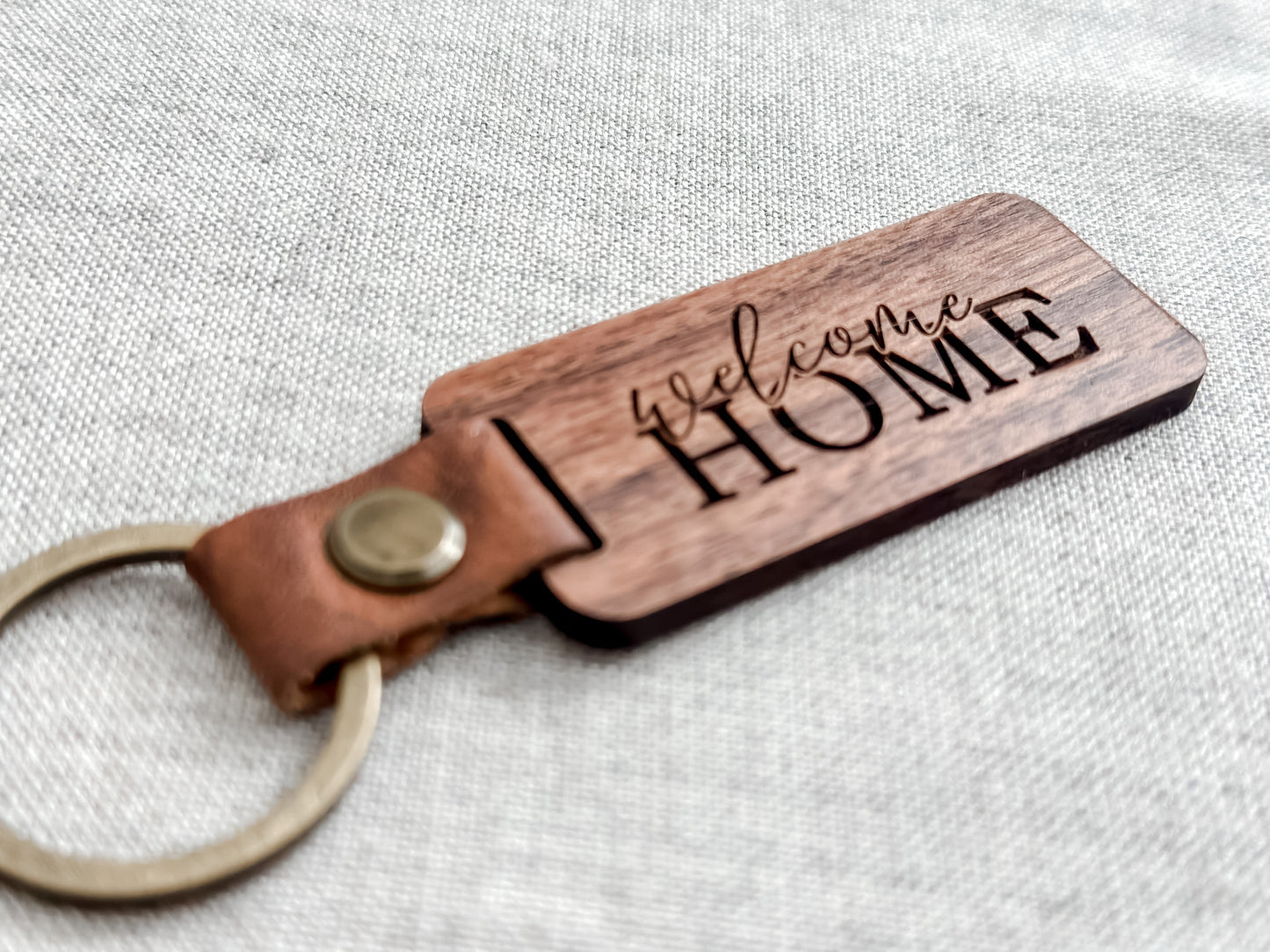 Custom Wood and Leather Keychains