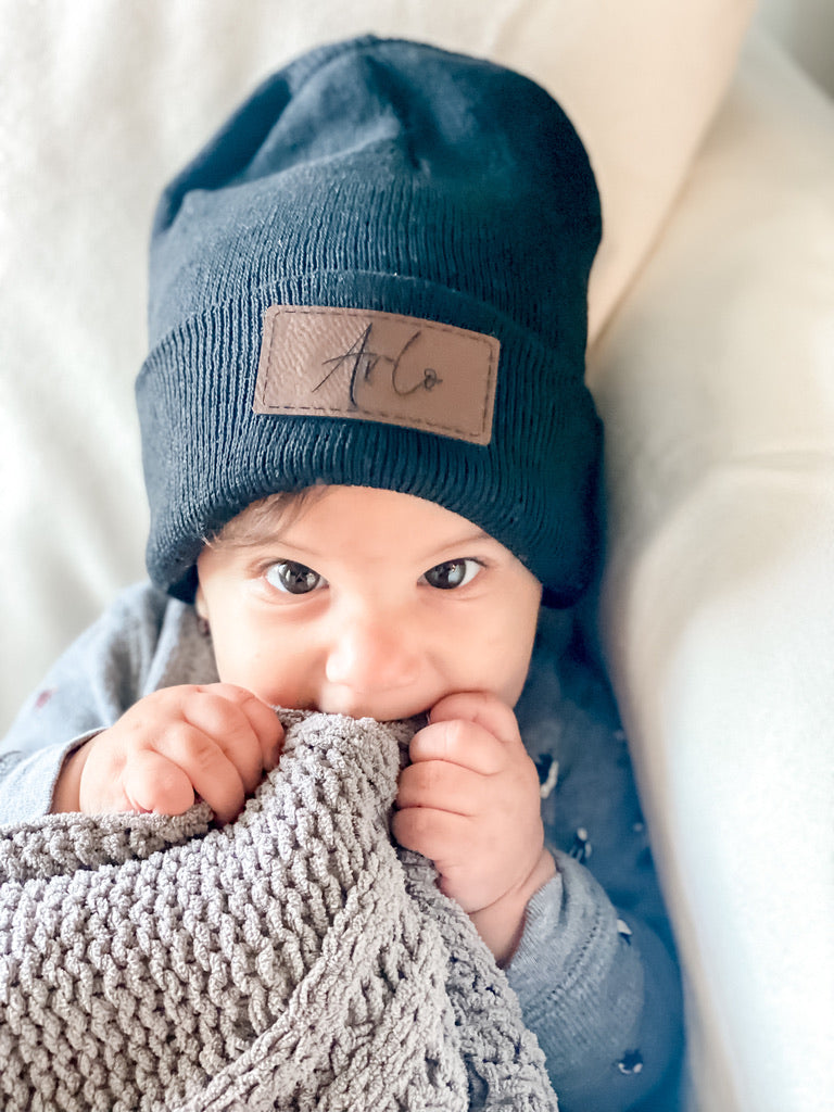 Leather Patch Beanie