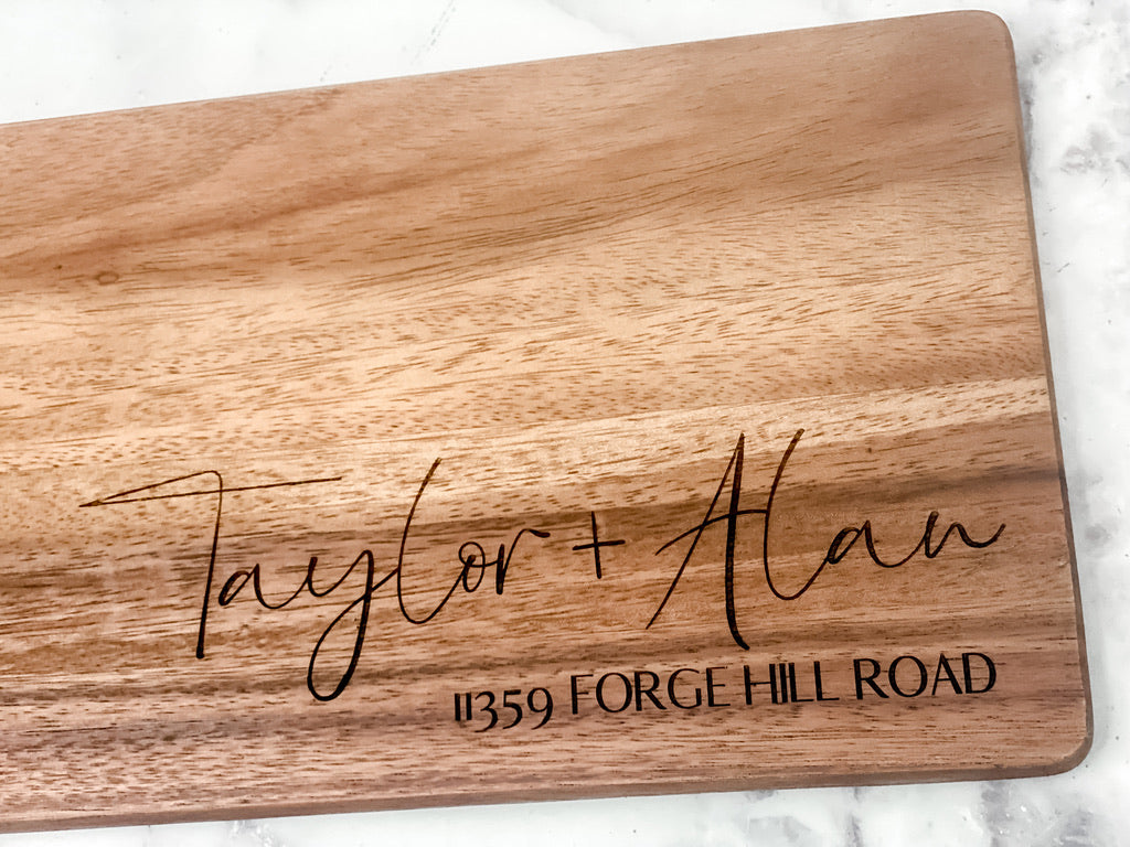 Custom Closing Gift Set- Acacia Wood and Cheese Knife Set