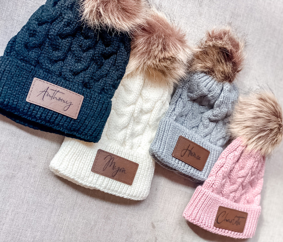 Leather Patch Beanie