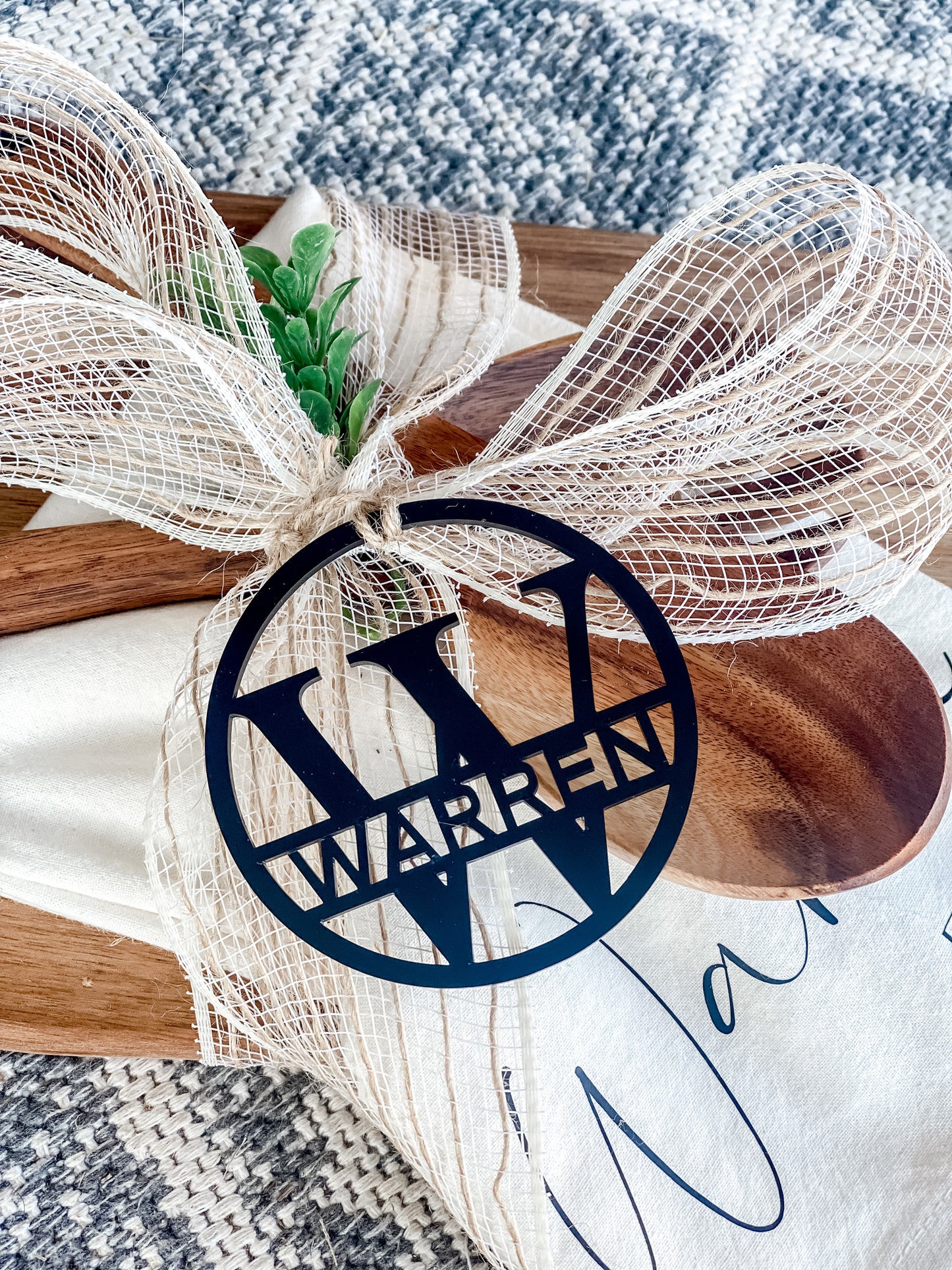 Custom Closing Gift Set- Acacia Wood and Towel Set