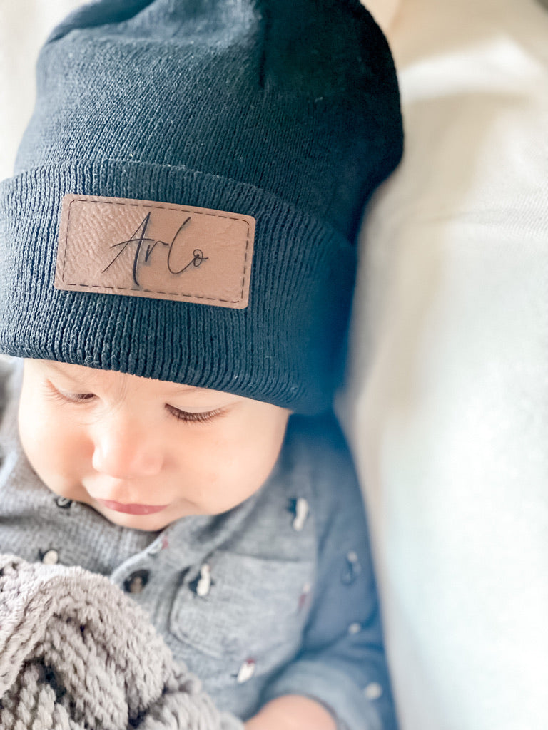 Leather Patch Beanie
