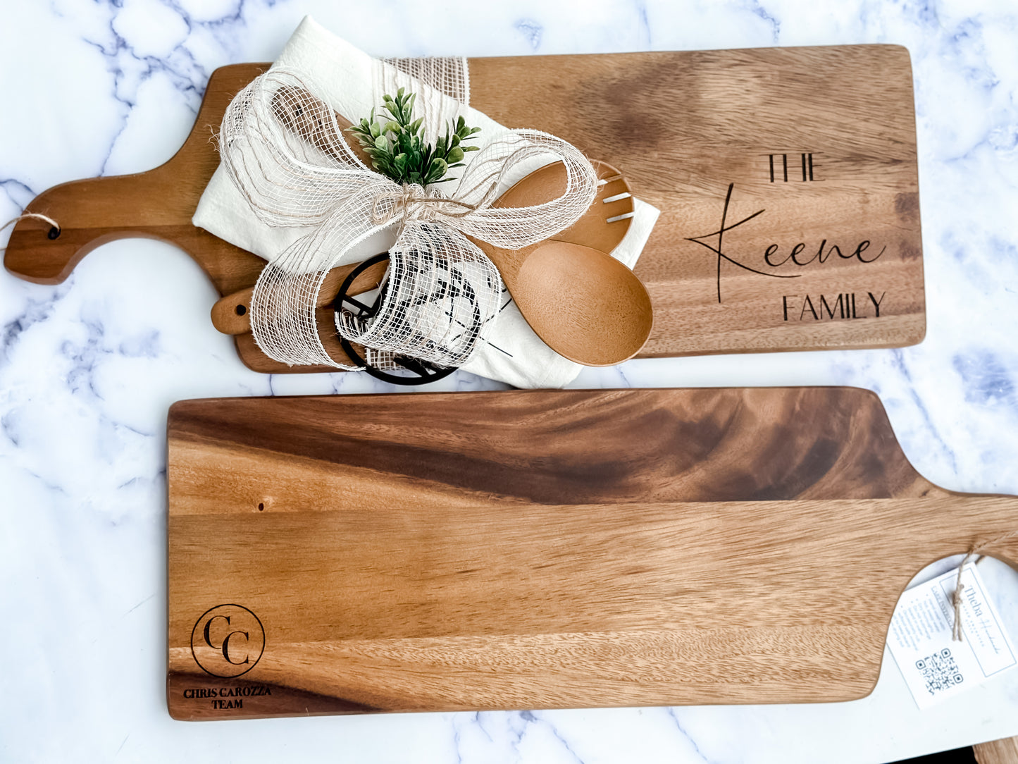Custom Closing Gift Set- Acacia Wood and Towel Set