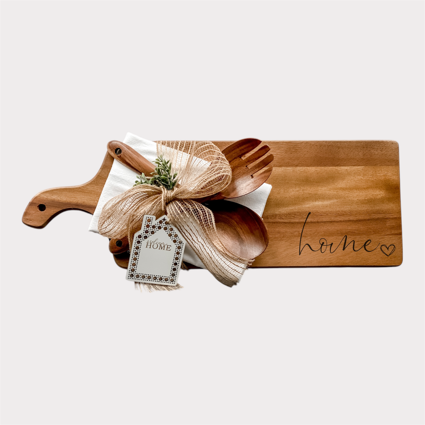 Custom Closing Gift Set- Acacia Wood and Towel Set