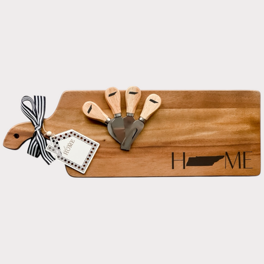 Custom Closing Gift Set- Acacia Wood and Cheese Knife Set