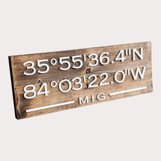 Small Custom Coordinates Sign 5.5" x 15" (MIG)