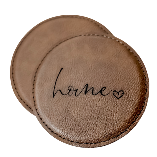Custom Coaster Set- Leatherette Round- Set of 2 (MIG)
