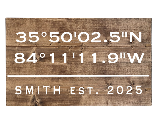 Large Custom Coordinates Sign 10.5" x 20" (MIG)