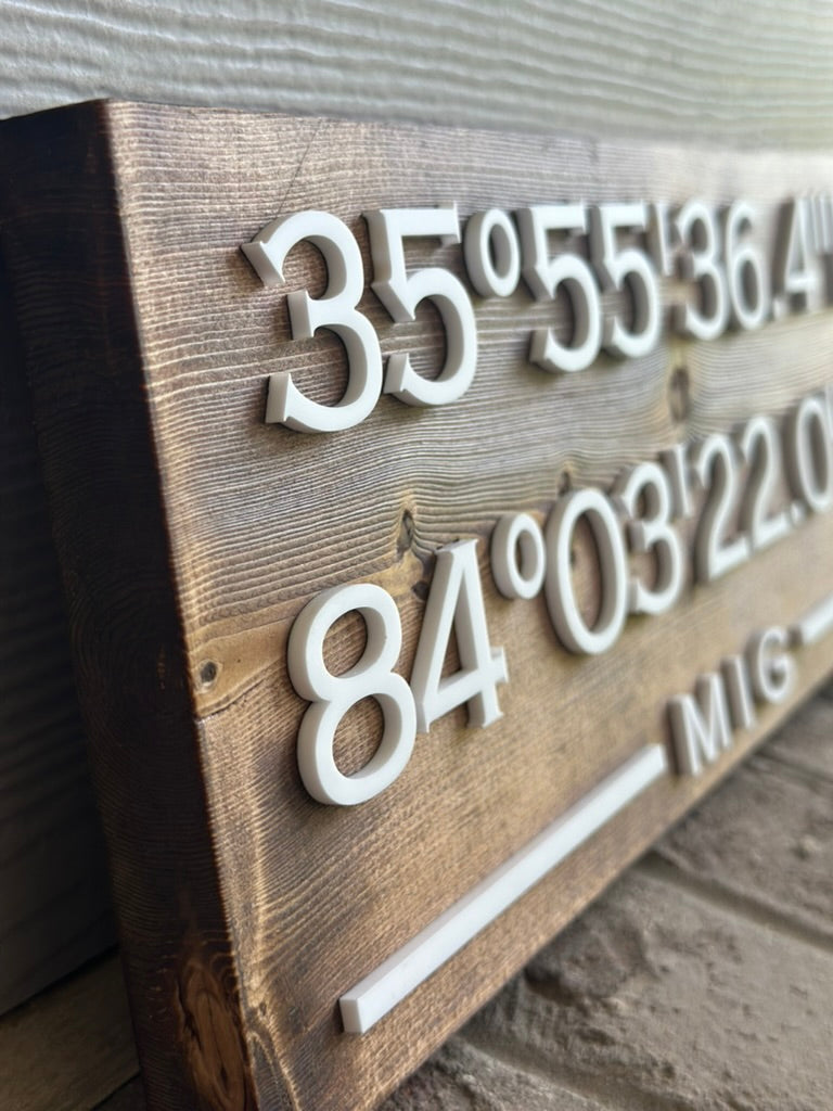 Small Custom Coordinates Sign 5.5" x 15" (MIG)