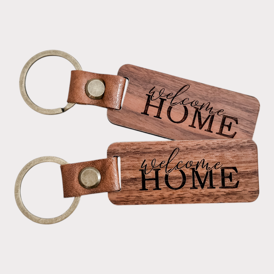 Custom Wood and Leather Keychains